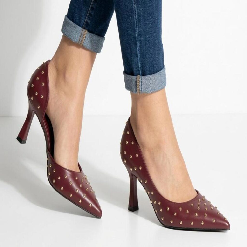 Heels leather studded heeled shoes