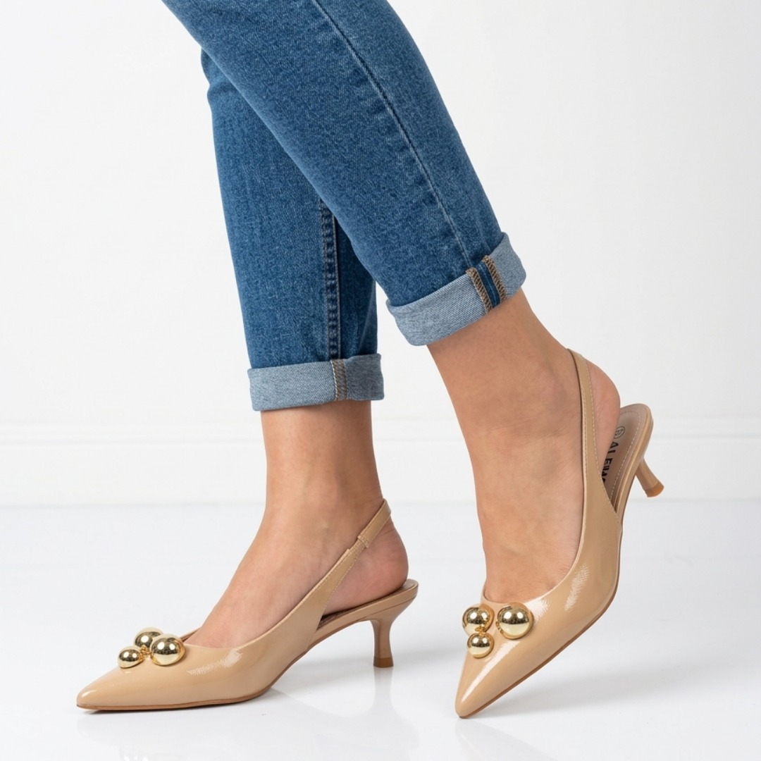 Heels leather studded heeled shoes