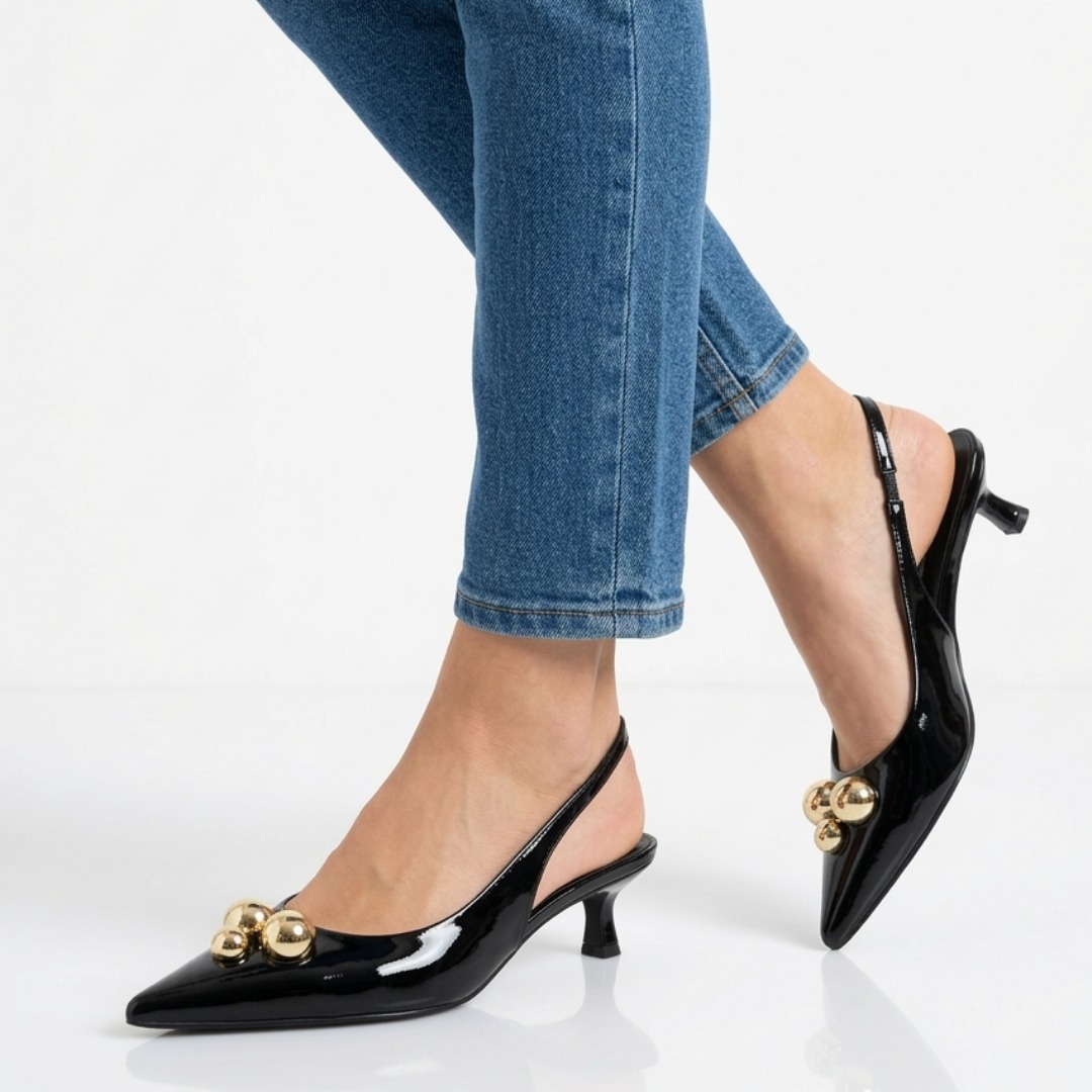 Heels leather studded heeled shoes - الصورة 2