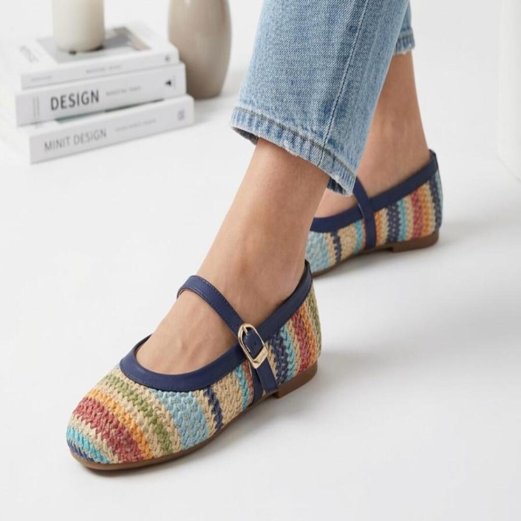 Spring Step multicolor raffia ballet flats