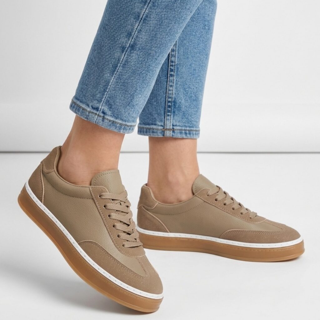 Leather and suede sneakers