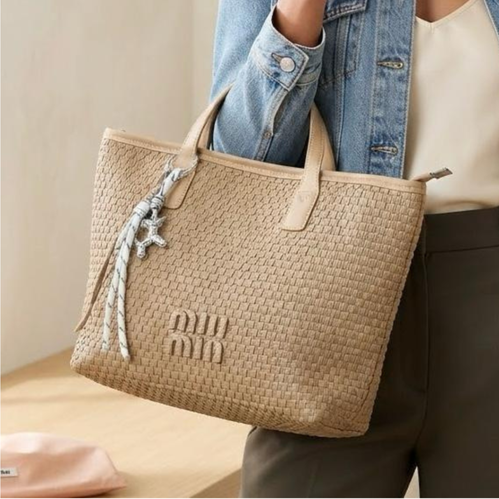 Tote Bag featuring a textured in Beige
