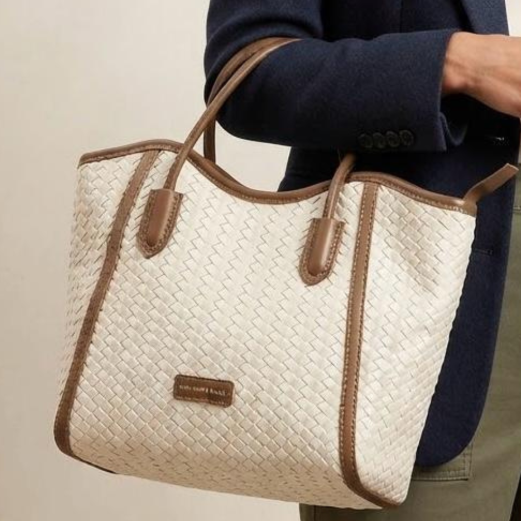 Tote Bag featuring a textured in White